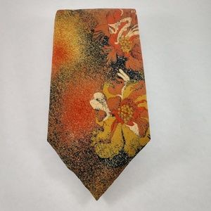 Roland men's orange floral tie vintage